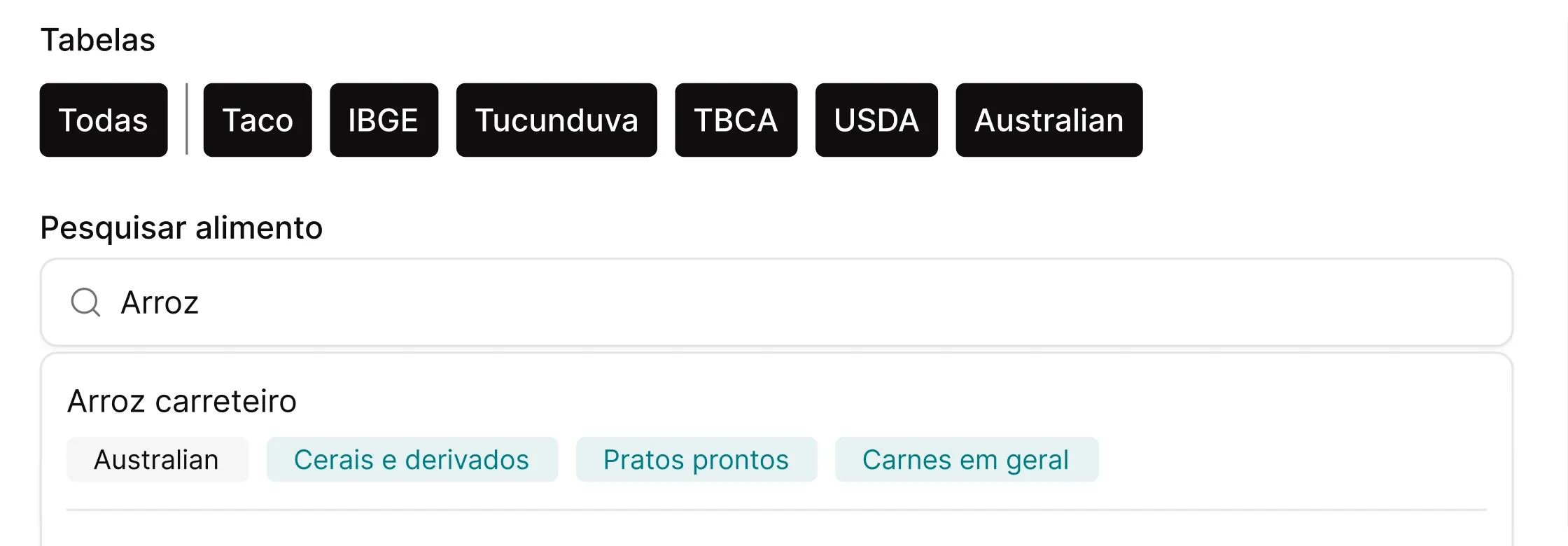 +18.000 alimentos catalogados